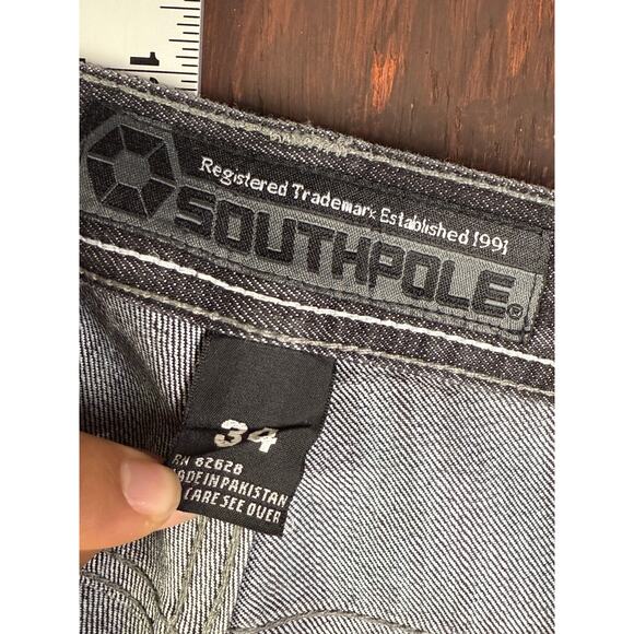 Southpole 8180 Straight Leg Denim Jean Pants Skater Hip Hop Y2K Black Men 34 EUC - Picture 7 of 9
